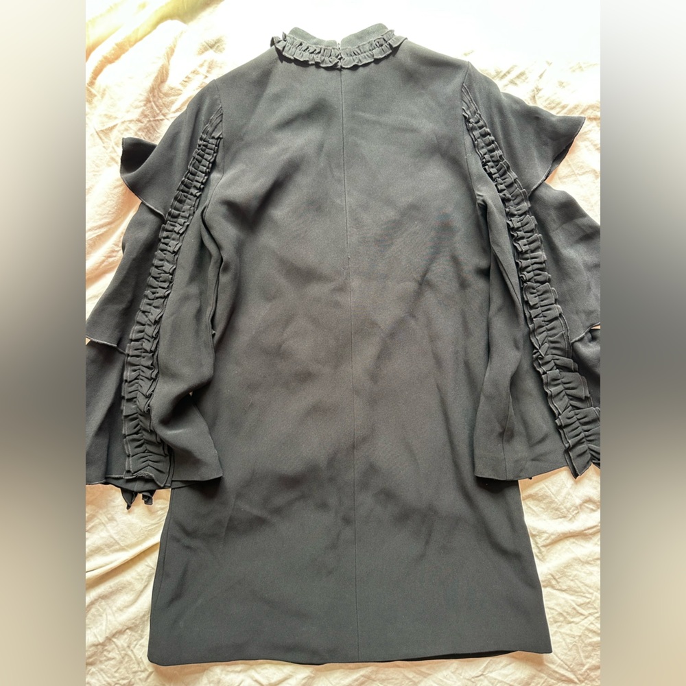 ALEXIS Black Ruffle Long Sleeve Mini Dress XS Elegant Cocktail Dress - Picture 11 of 12